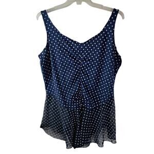 Le Covr Women One Piece Bathing Suit 30W Polyester Spandex Navy White